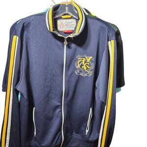 American Eagle Outfitters Navy Track Jacket With Striped Collar & Zip Pockets L